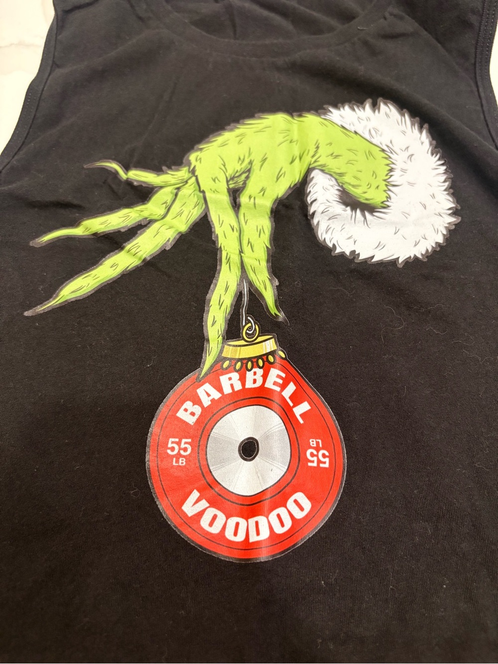 Grinch Weightlifting Tank Barbell Voodoo Workout Gym CrossFit Top Size S
